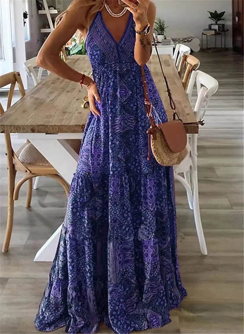 Bohemian Blumenkleid für Damen mit Hoher Taille