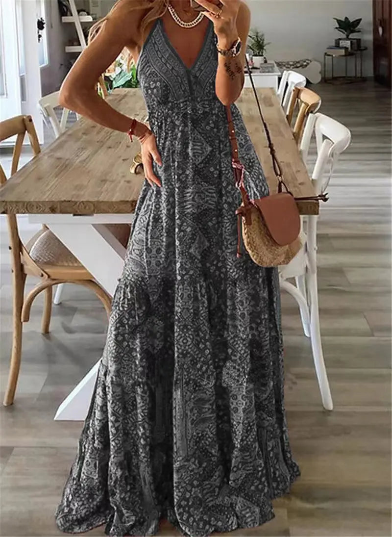 Bohemian Blumenkleid für Damen mit Hoher Taille