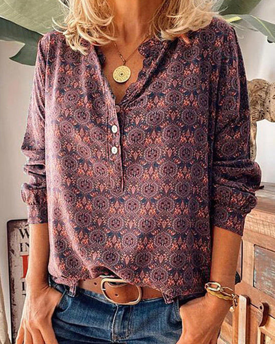 Vintage-Design Bluse mit langen Ärmeln im Retro-Stil