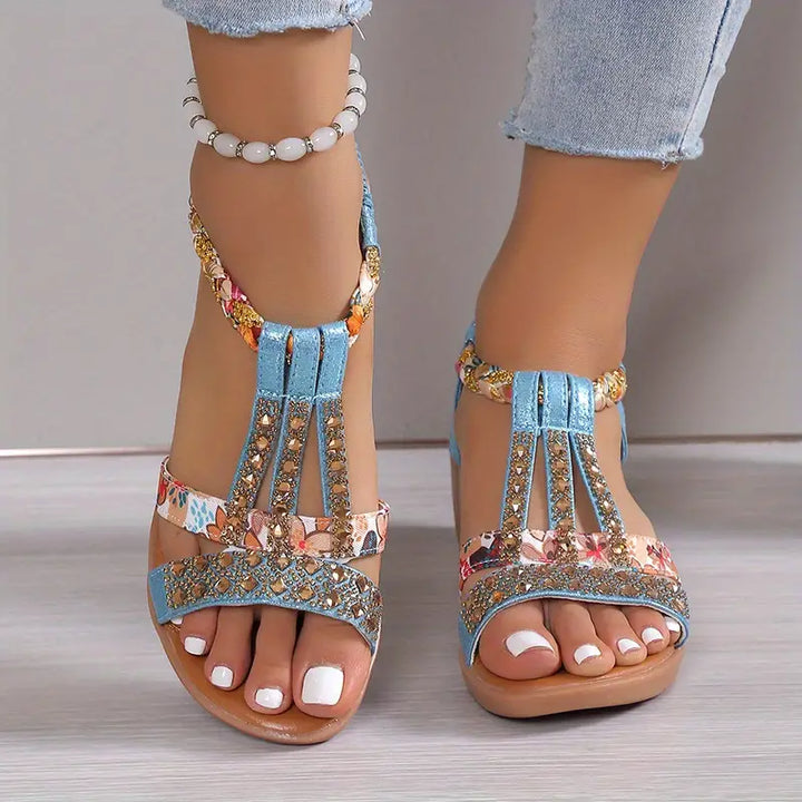 Boho Chic Geflochtene Keilsandalen