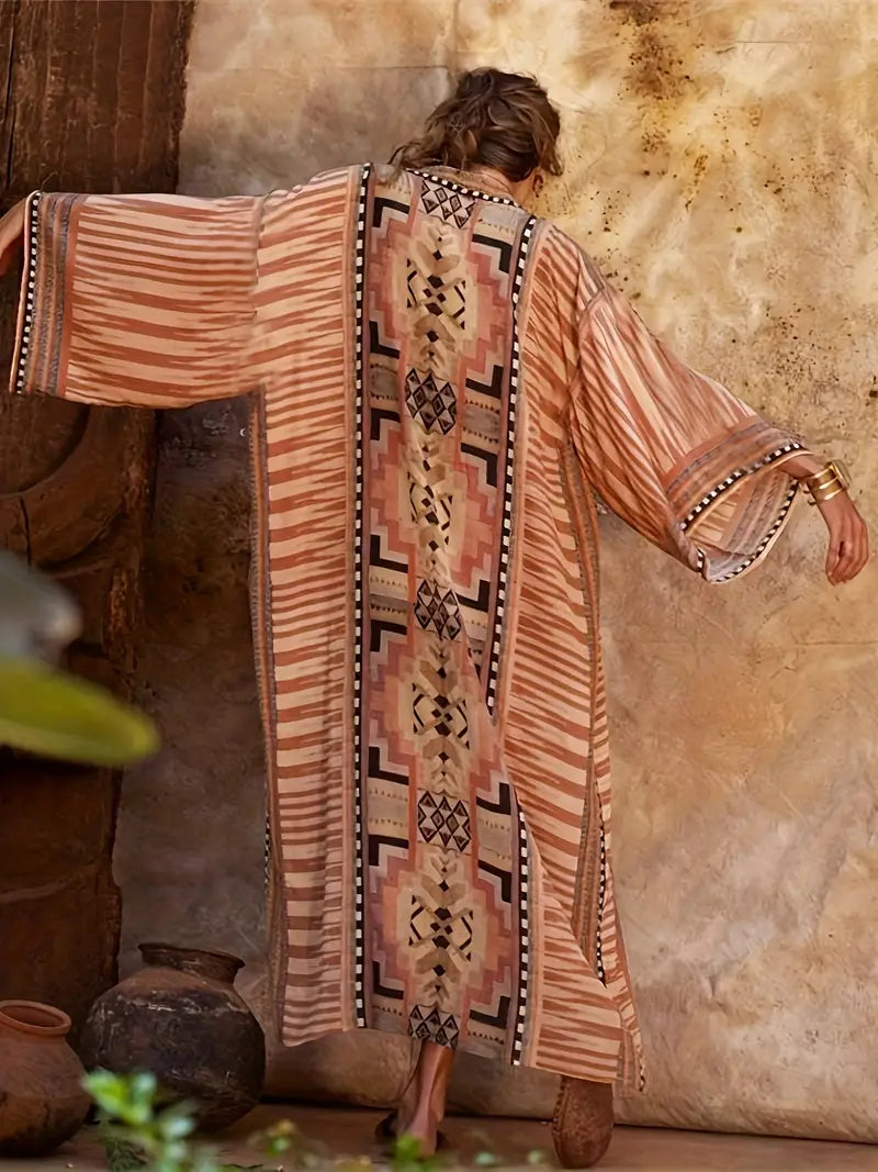 Boho-Kimono in Übergrößen mit verstellbarem Taillengürtel