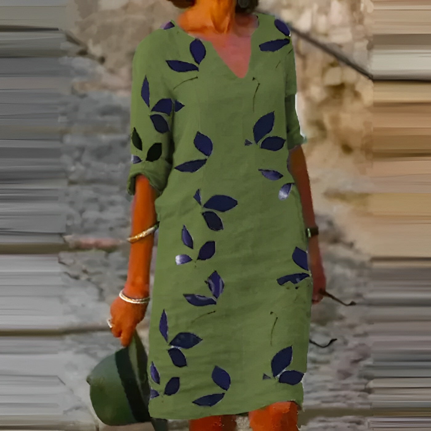 Bezauberndes Damen-Sommerkleid mit Blattmuster