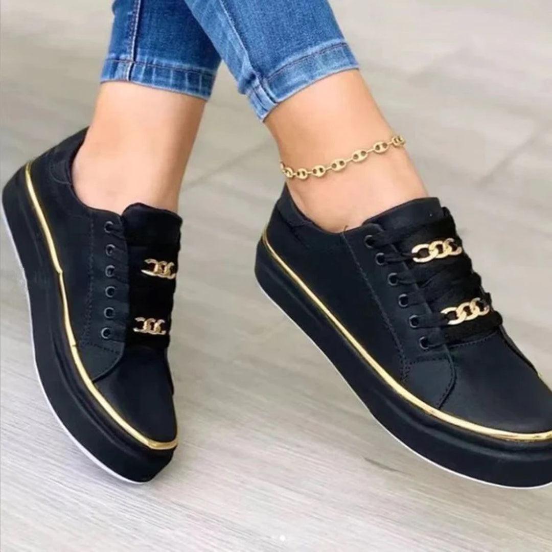 Modische Damen-Sneaker mit eleganten goldenen Details