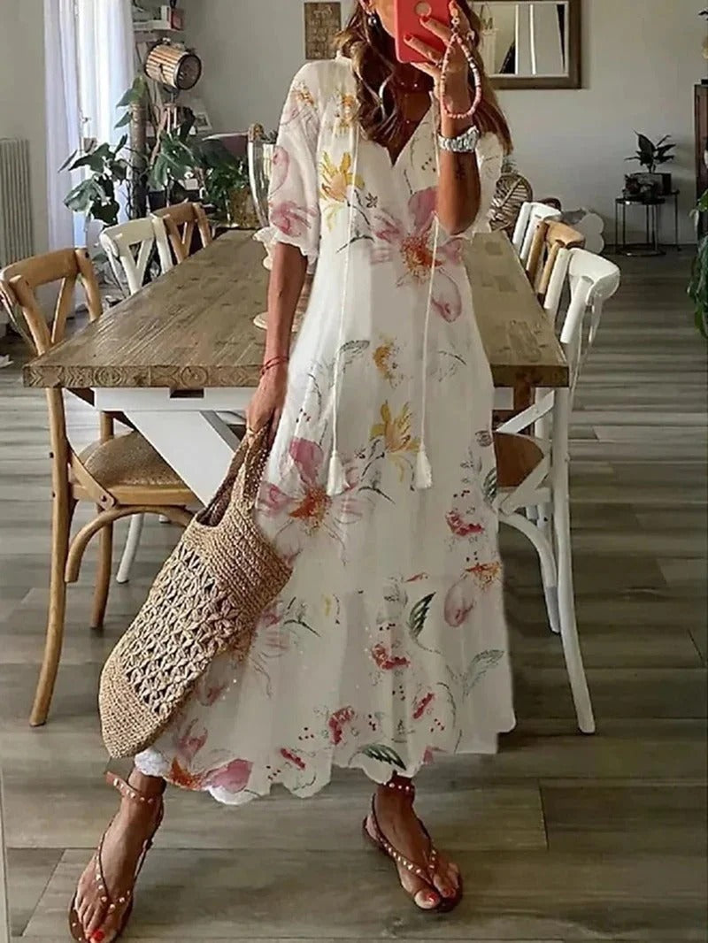 Boho-Kleid in warmen Naturtönen