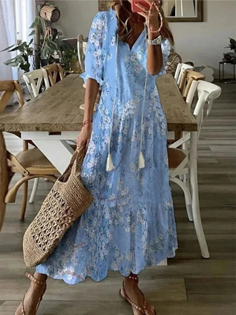 Boho-Kleid in warmen Naturtönen