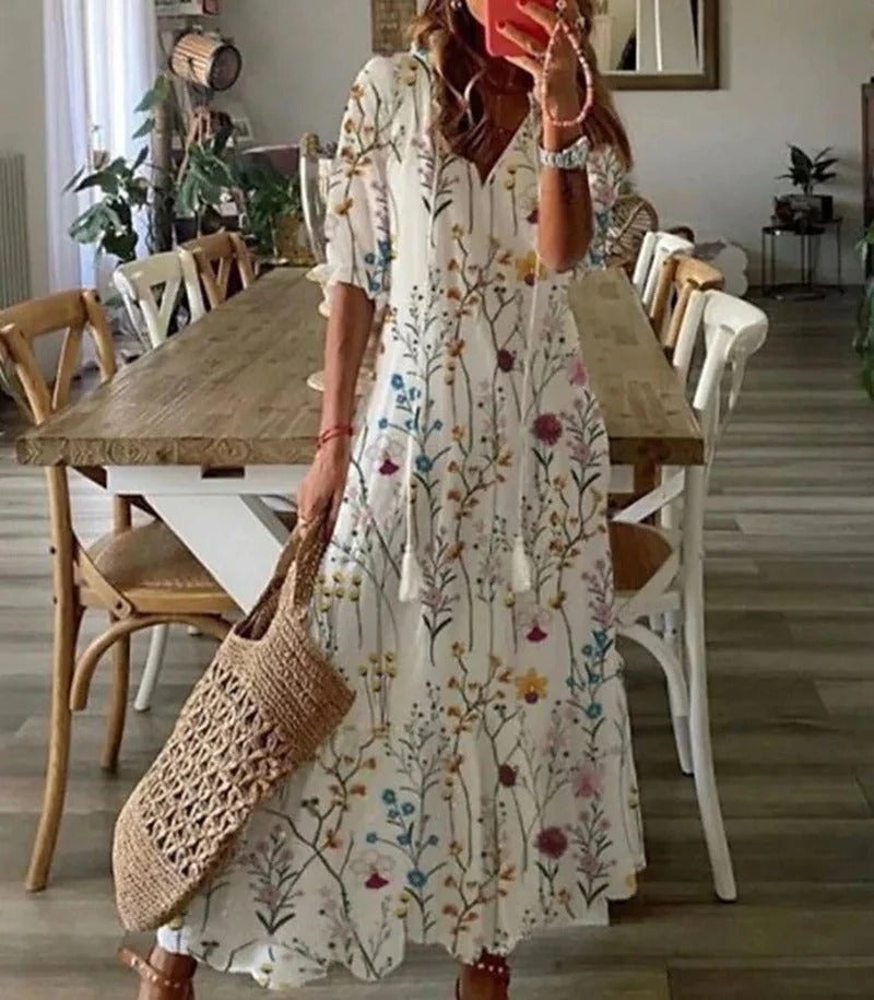 Boho-Kleid in warmen Naturtönen