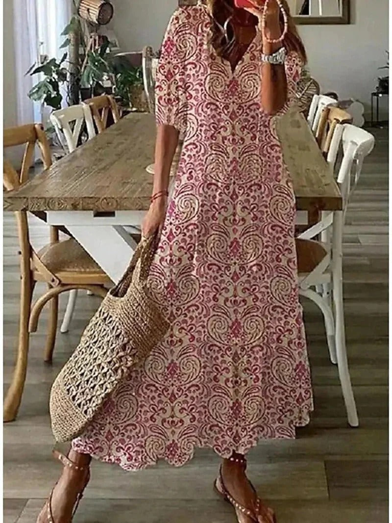 Boho-Kleid in warmen Naturtönen