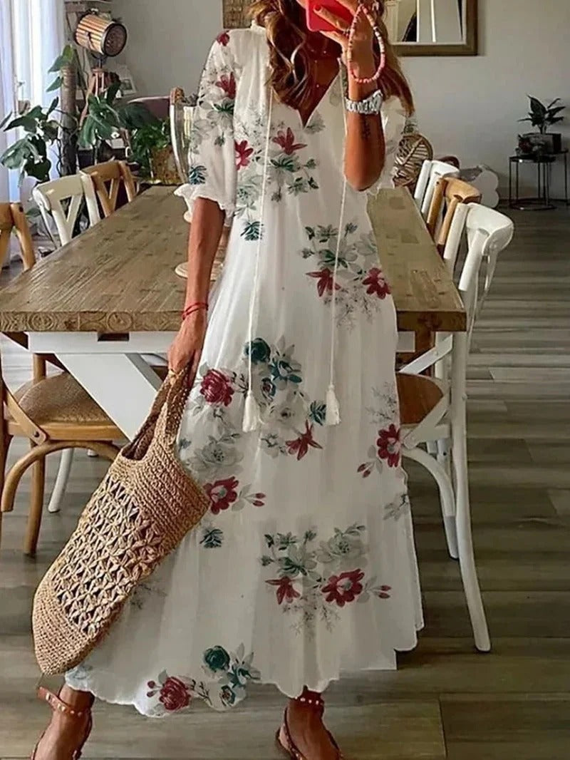 Boho-Kleid in warmen Naturtönen
